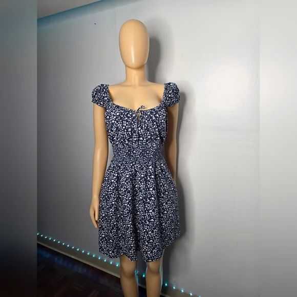Old Navy Navy Floral Ruffled Strap Mini Dress Size US/XL - Picture 2 of 13